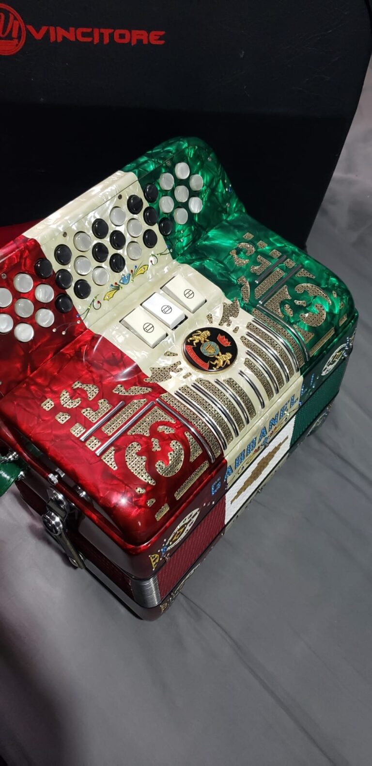 GREEN red and white accordion for sale (11)