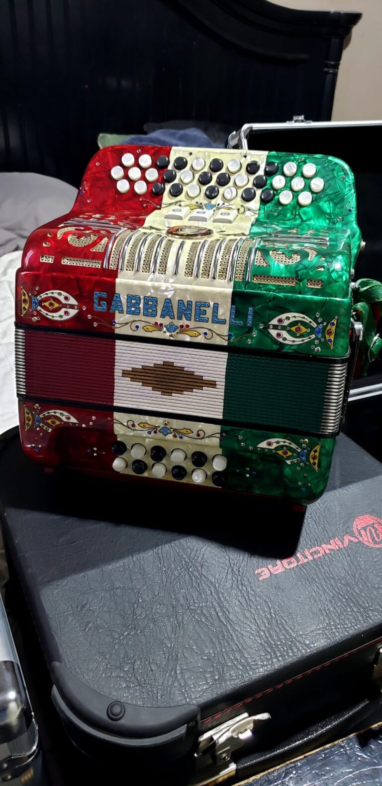 GREEN red and white accordion for sale (12)