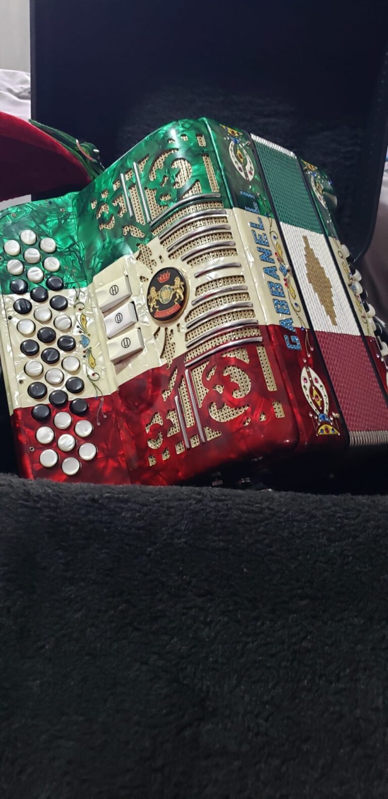 GREEN red and white accordion for sale (5)