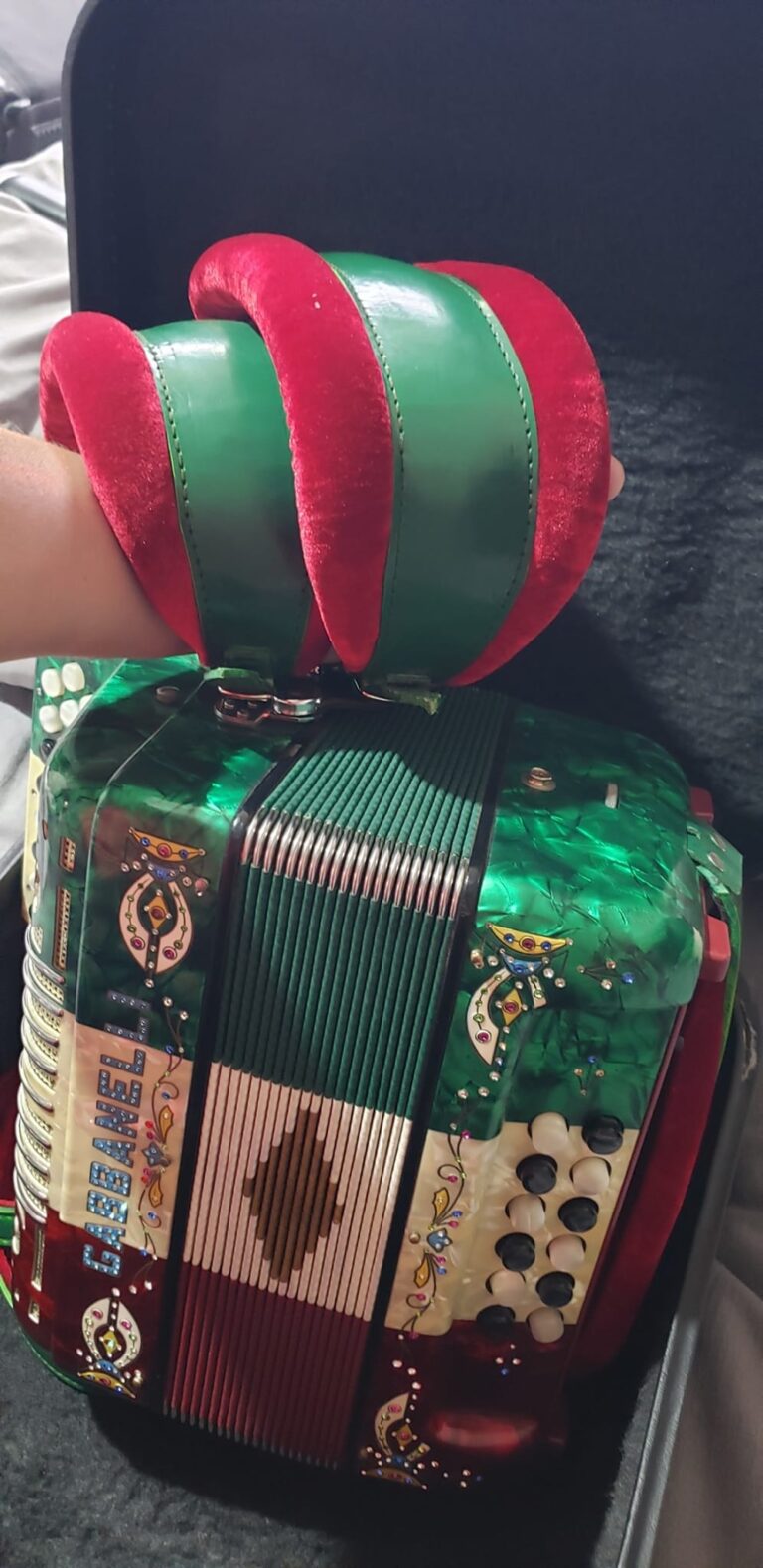 GREEN red and white accordion for sale (6)