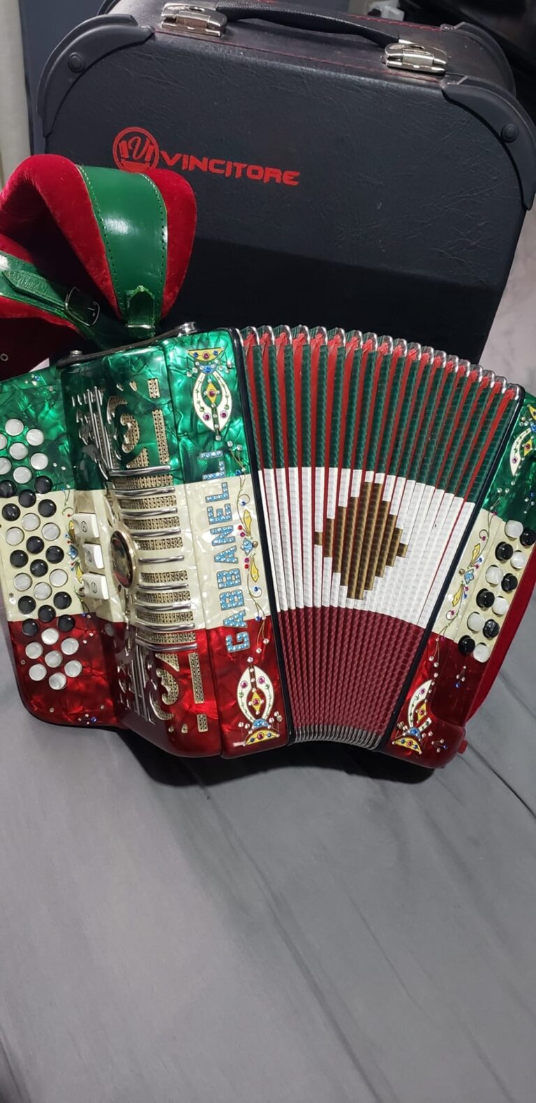 GREEN red and white accordion for sale (7)